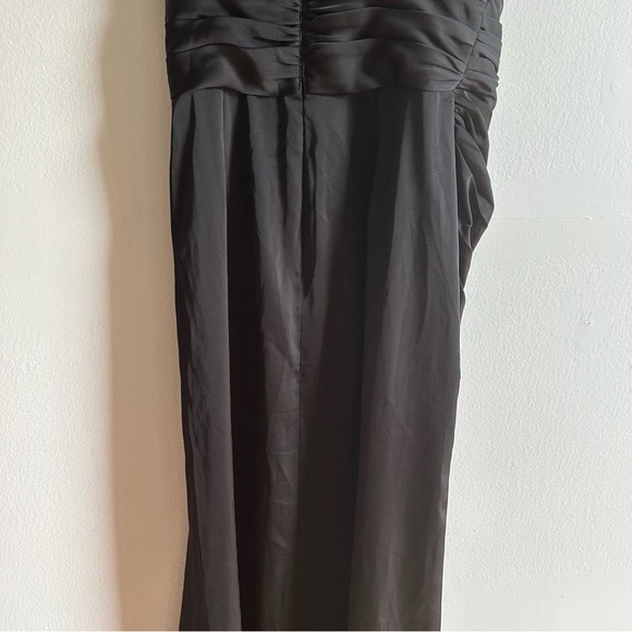 Azazie Sz 12 Eren Elegant One Shoulder Satin Black Maxi Wedding Gown Dress - Picture 12 of 14